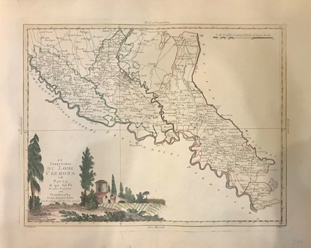 Zatta Antonio (1722-1804) Li Territorii di Lodi, Cremona e di Pavia di qua dal Po di nuova projezione 1784 Venezia 